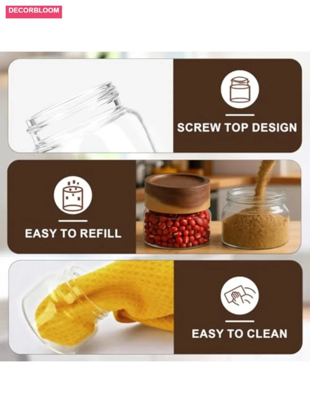 2 Pack 3oz Glass Jars with Wood Lids, Airtight Canisters for Spices Coffee Tea